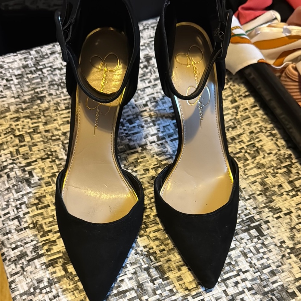 Jessica Simpson Black Suede buckle ankle Women's Heels
